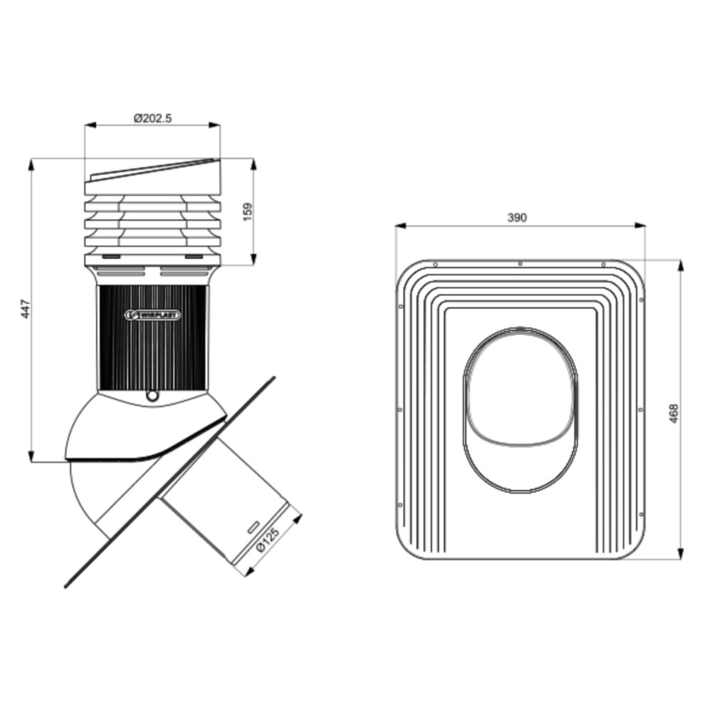 Ventilatsiooni läbiviik sindel- ja lamekatustele Wirplast Standard EVO - Image 2