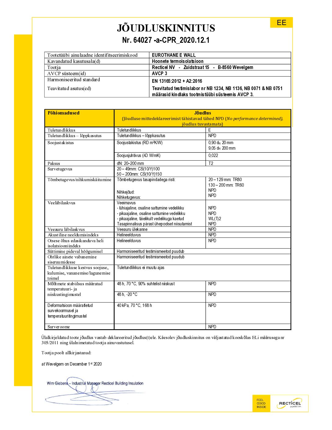 Eurothane EWall andmeleht
