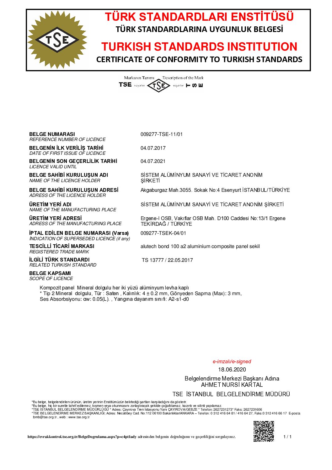 Alutechbond 100 A2 TS 13777