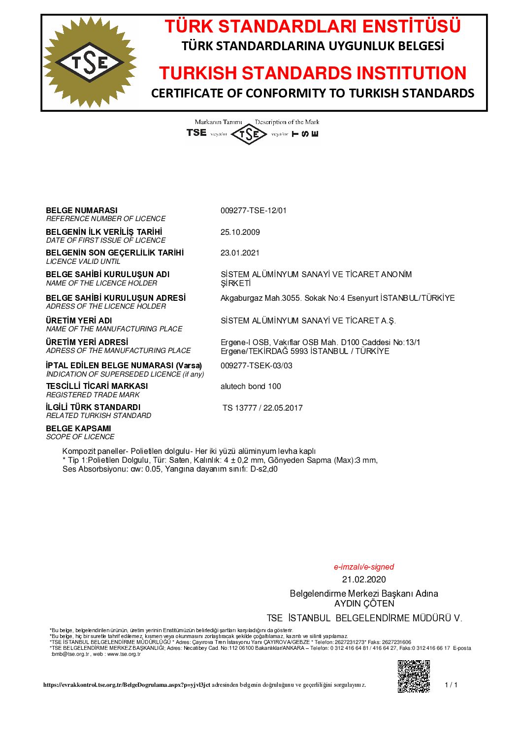 Alutechbond 100 -TS 13777