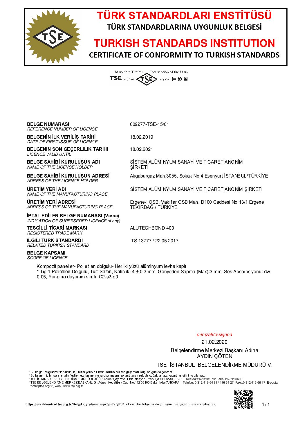 Alutechbond 400 -TS 13777