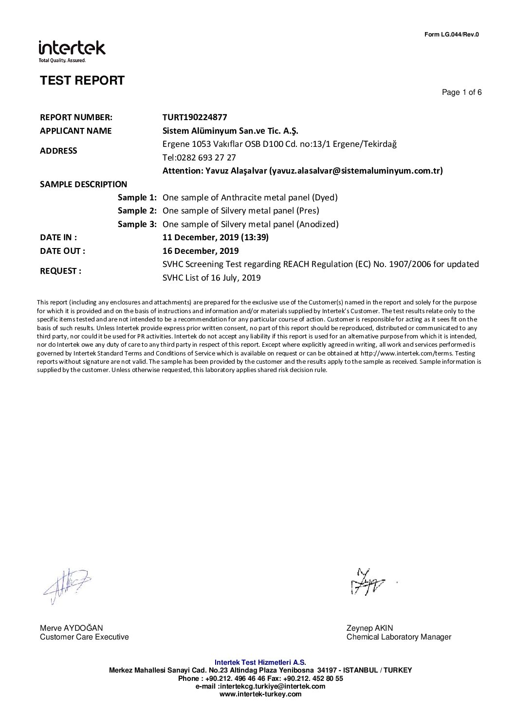 Alutechbond Test Report (TURT190224877)