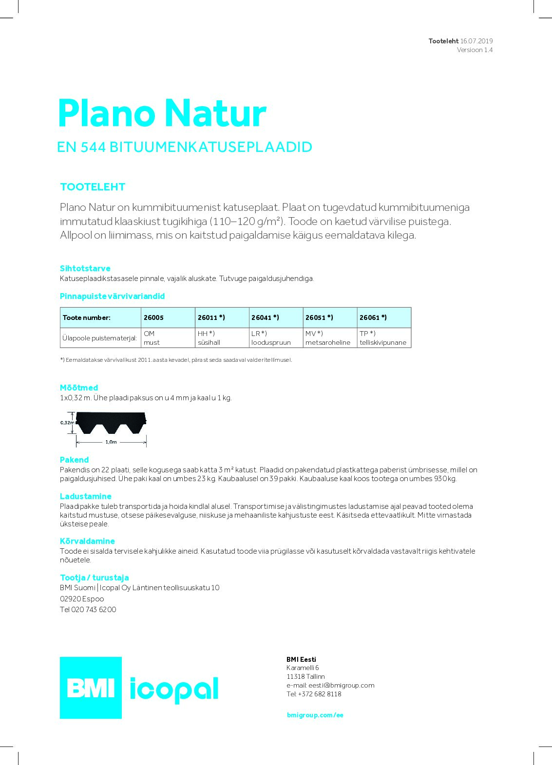 Icopal Plano Natur tooteleht EE