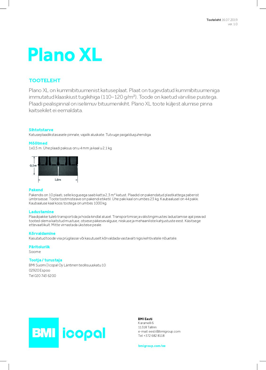 Icopal Plano XL tooteleht EE