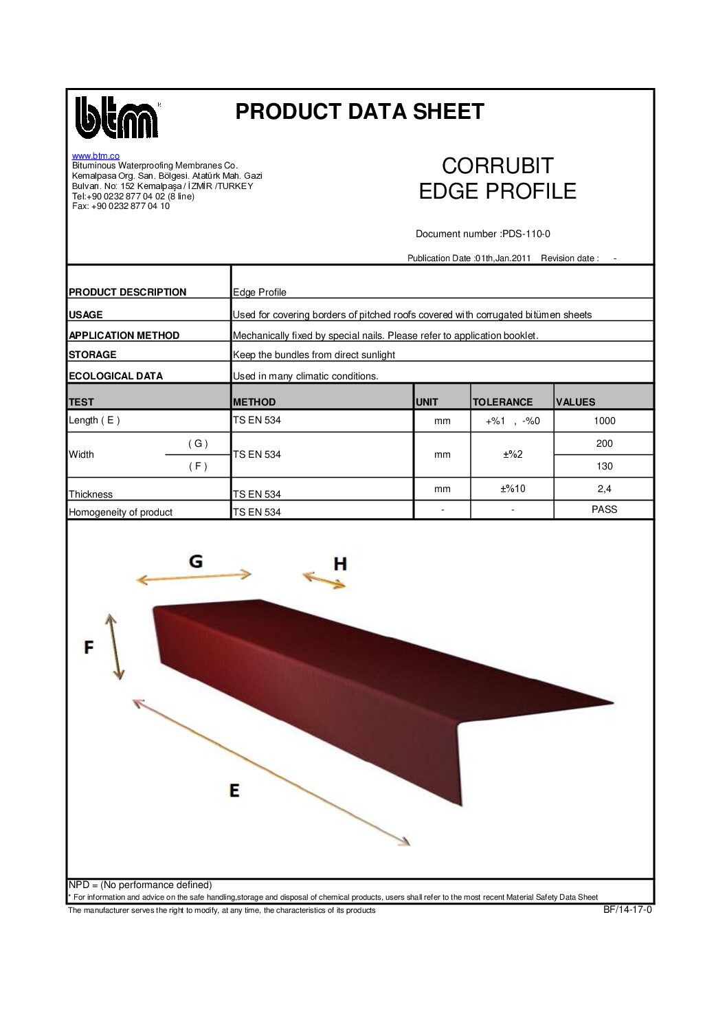 Corrubit Edge profile Technical Data Sheet ENG