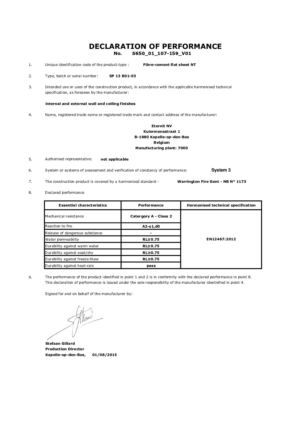Cedral Click Declaration of Performance ENG