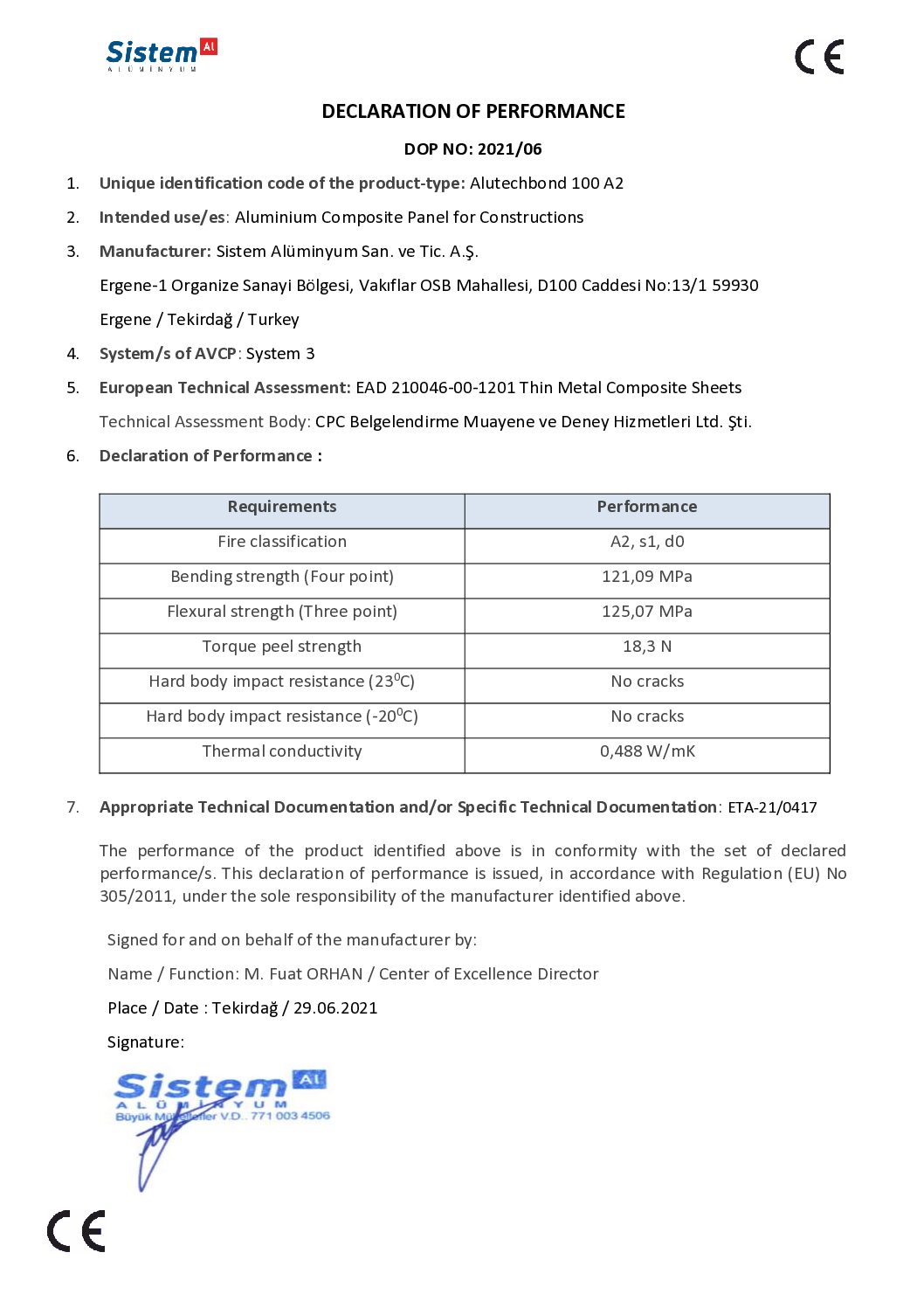 Alutechbond 100 A2 DOP ENG