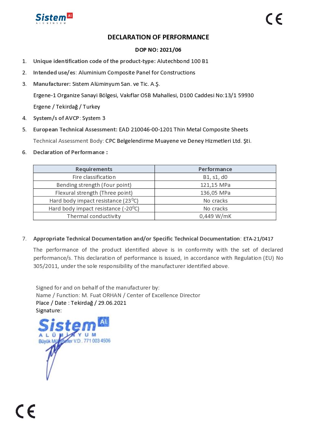 Alutechbond 100 B1 DOP ENG