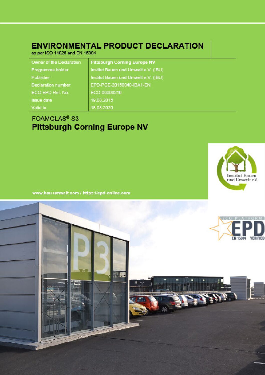 Foamglas® S3 Seeria Sertifikaat ENG