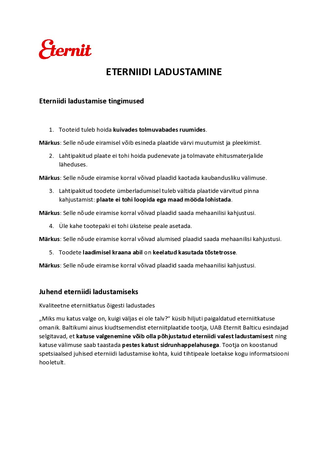 Cedral voodrilaua ladustamise tingimused