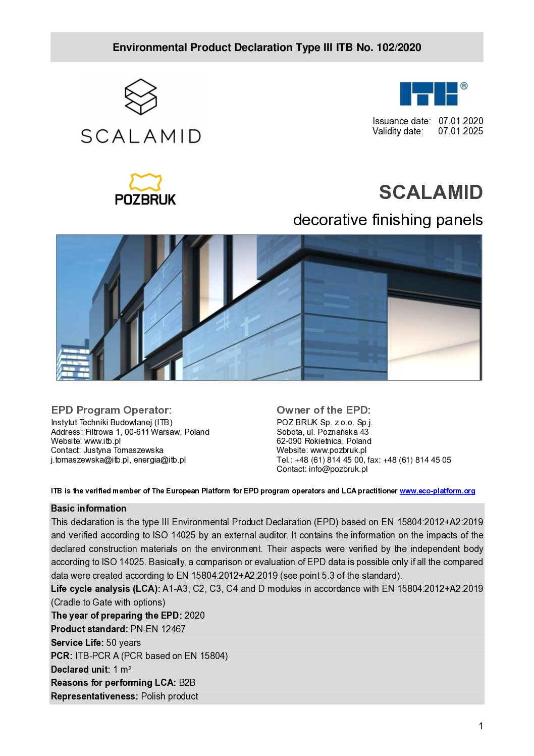 Environmental Product Declaration