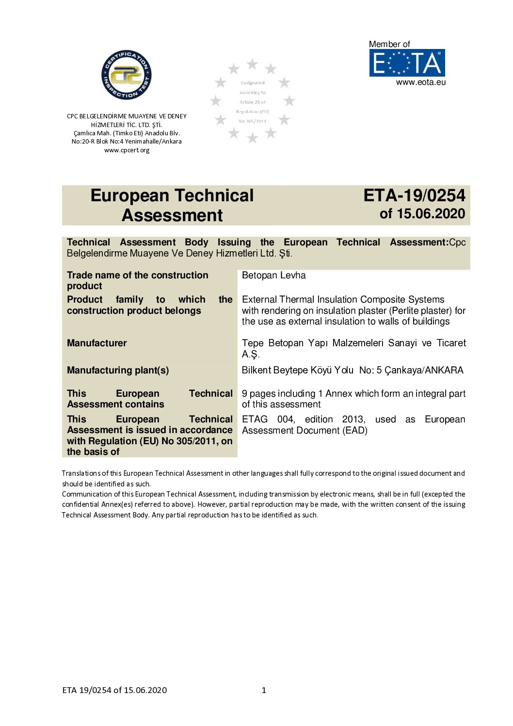 Betopanplus® EOTA ENG