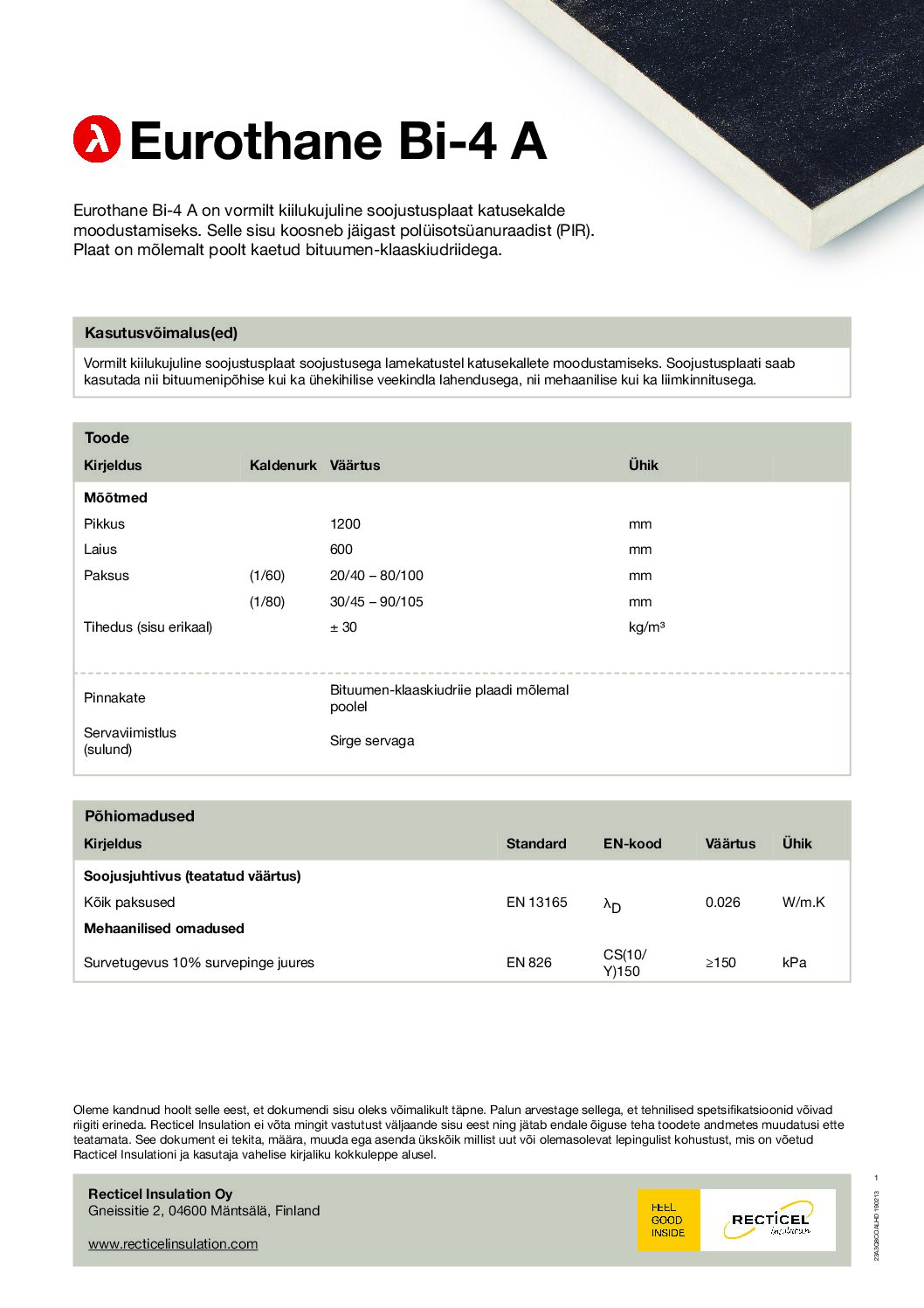 Eurothane Bi-4 A andmeleht