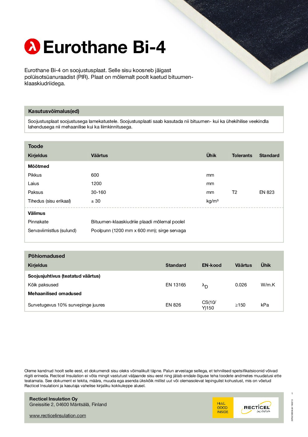 Eurothane Bi-4 andmeleht