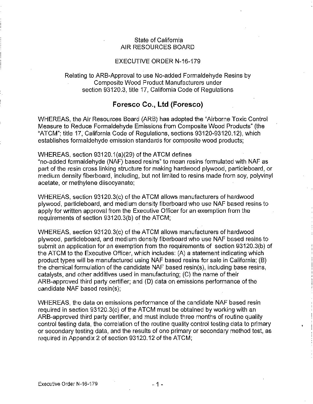 FORESCO Certification (N-16-179) ENG