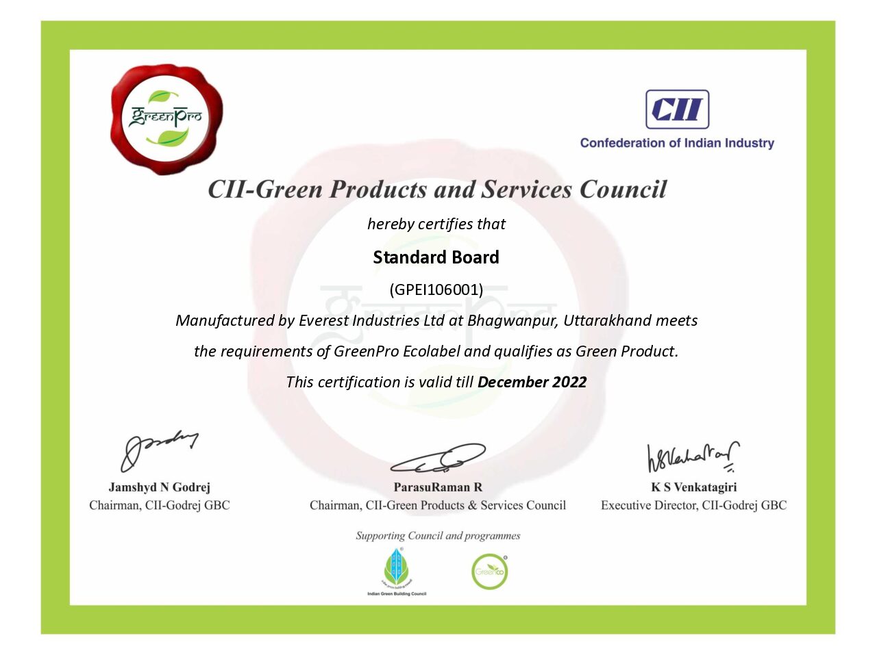 GreenPro Certificate Revised EN