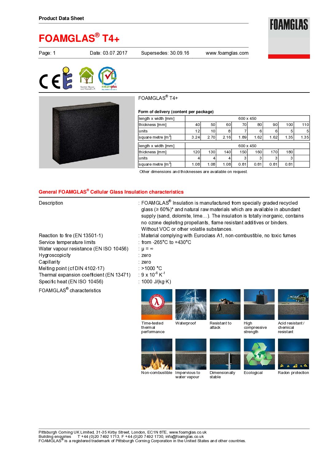 Foamglas® T4+ Andmeleht ENG