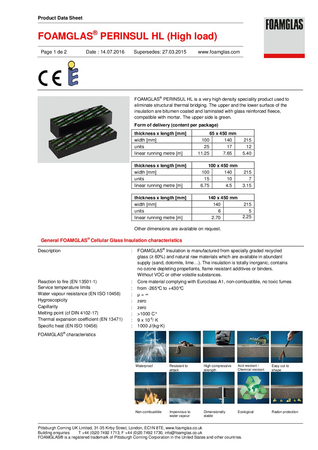 Foamglas® Perinsul HL Andmeleht ENG