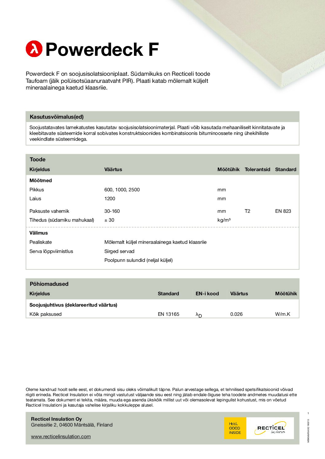 Powerdeck F andmeleht