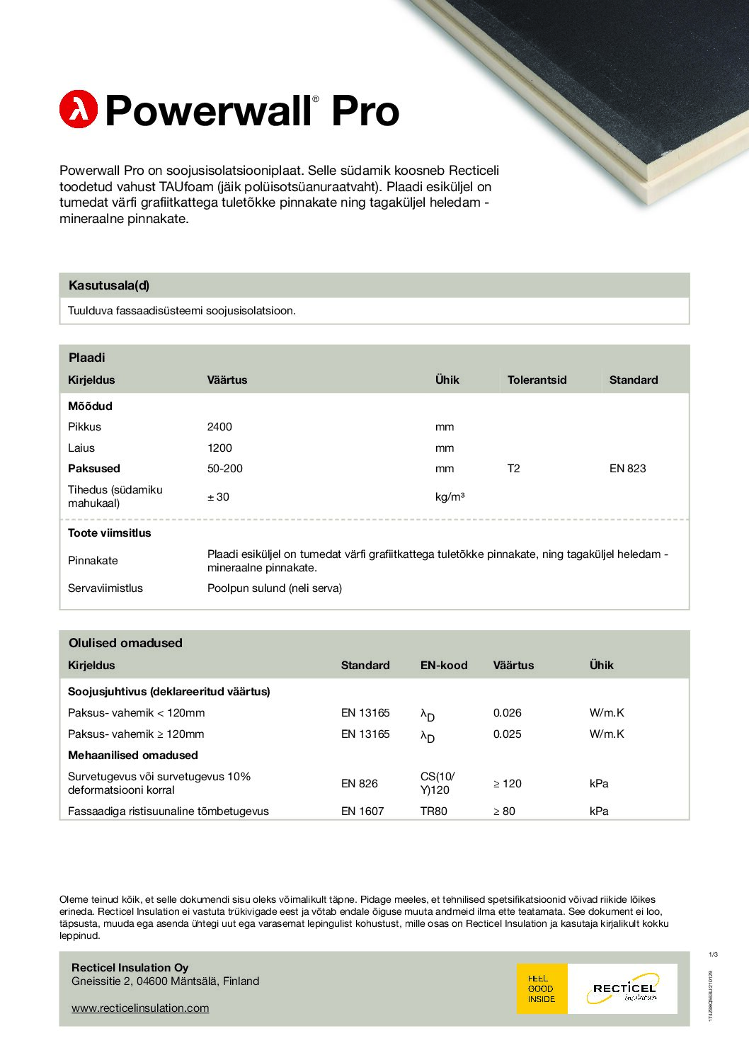 Powerwall Pro andmeleht