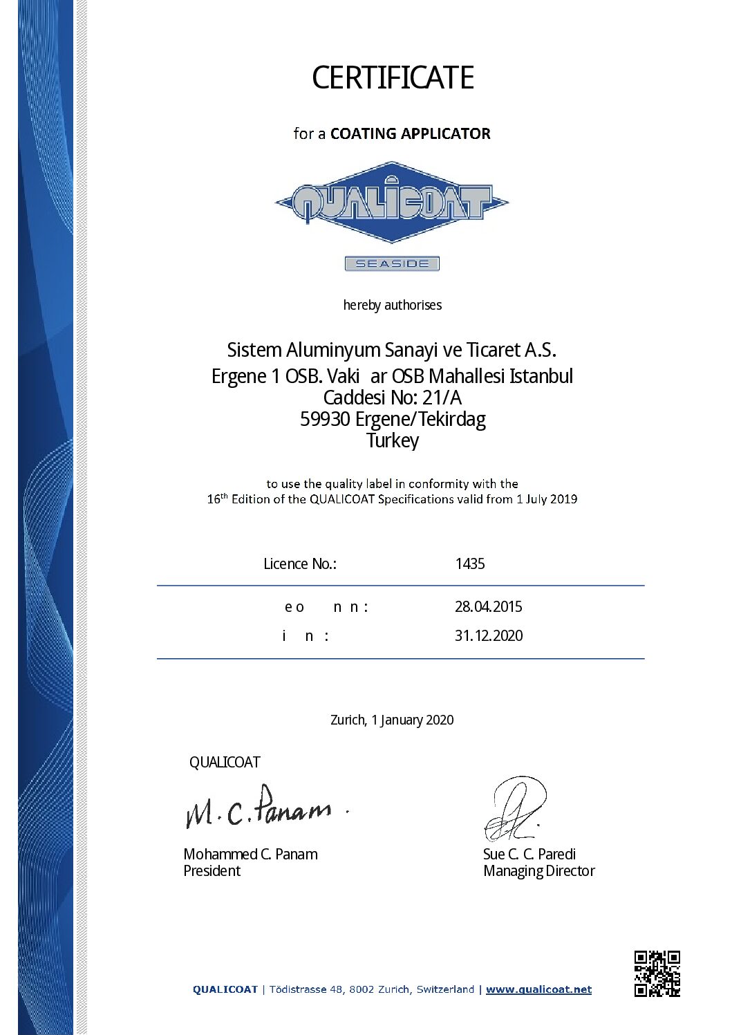 Alutechbond QUALICOAT 2020
