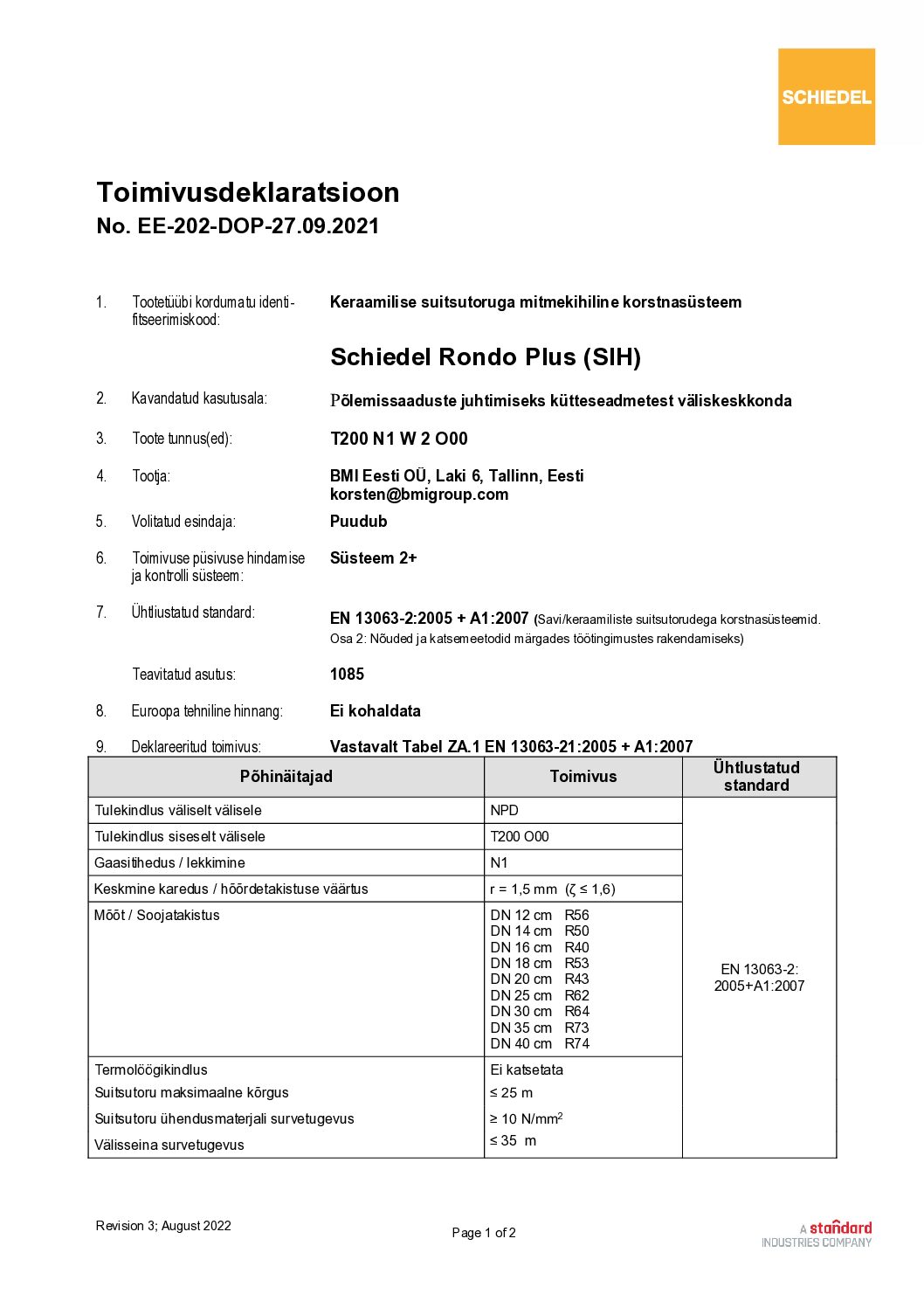 Schiedel Rondo Plus T200 DOP