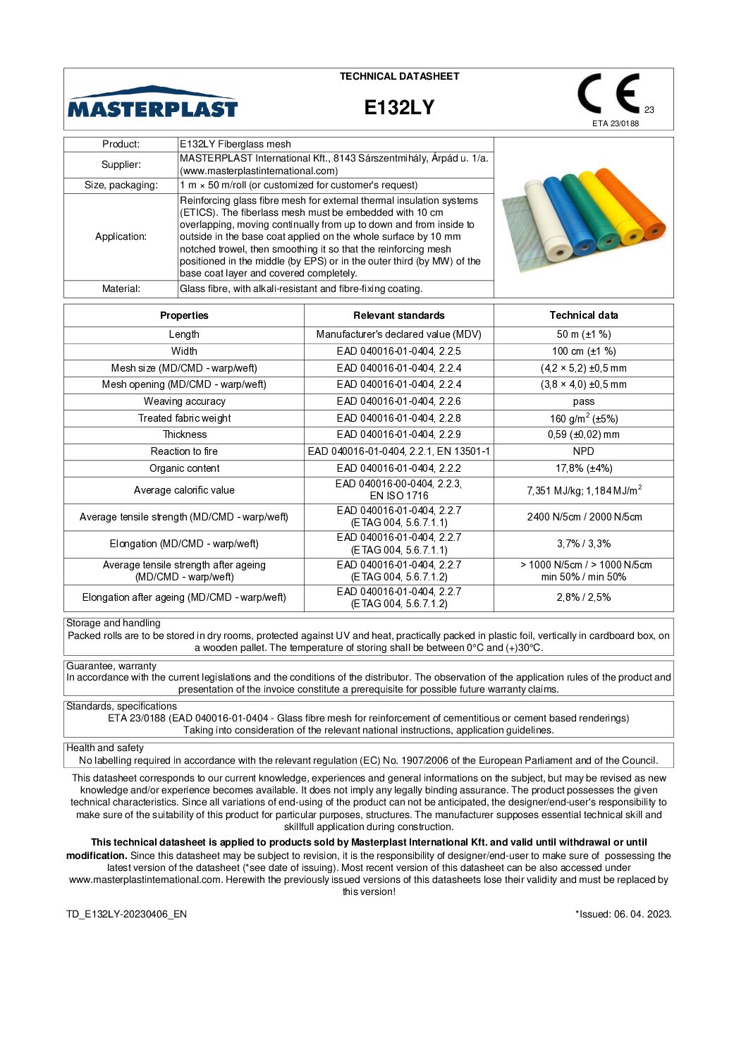 Masternet Classic 160 Technical Data Sheet