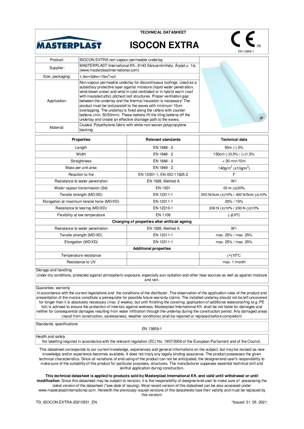 Isocon Extra Technical data sheet EN