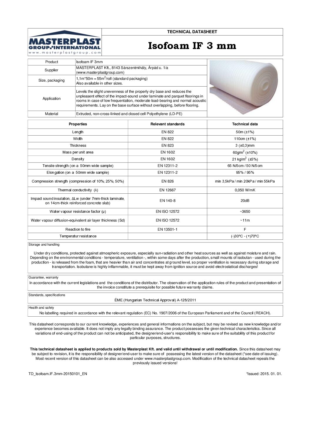 Isofoam IF 3mm Technical data sheet EN