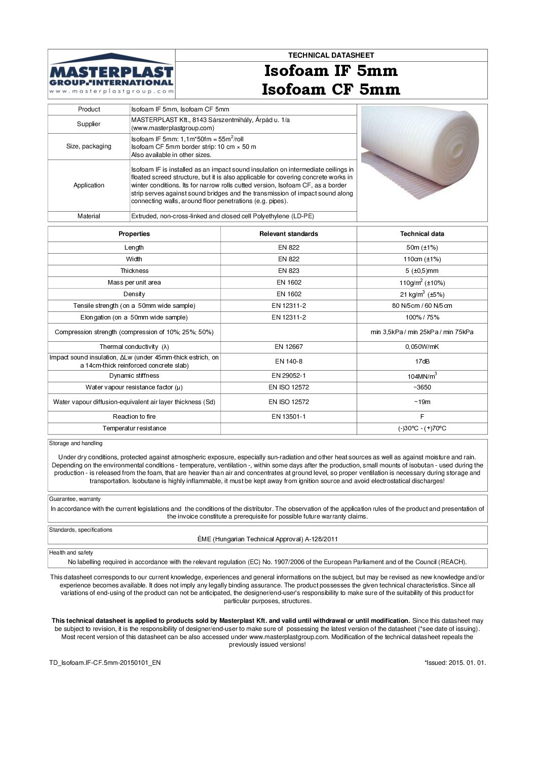 Isofoam IF 5mm Technical data sheet EN