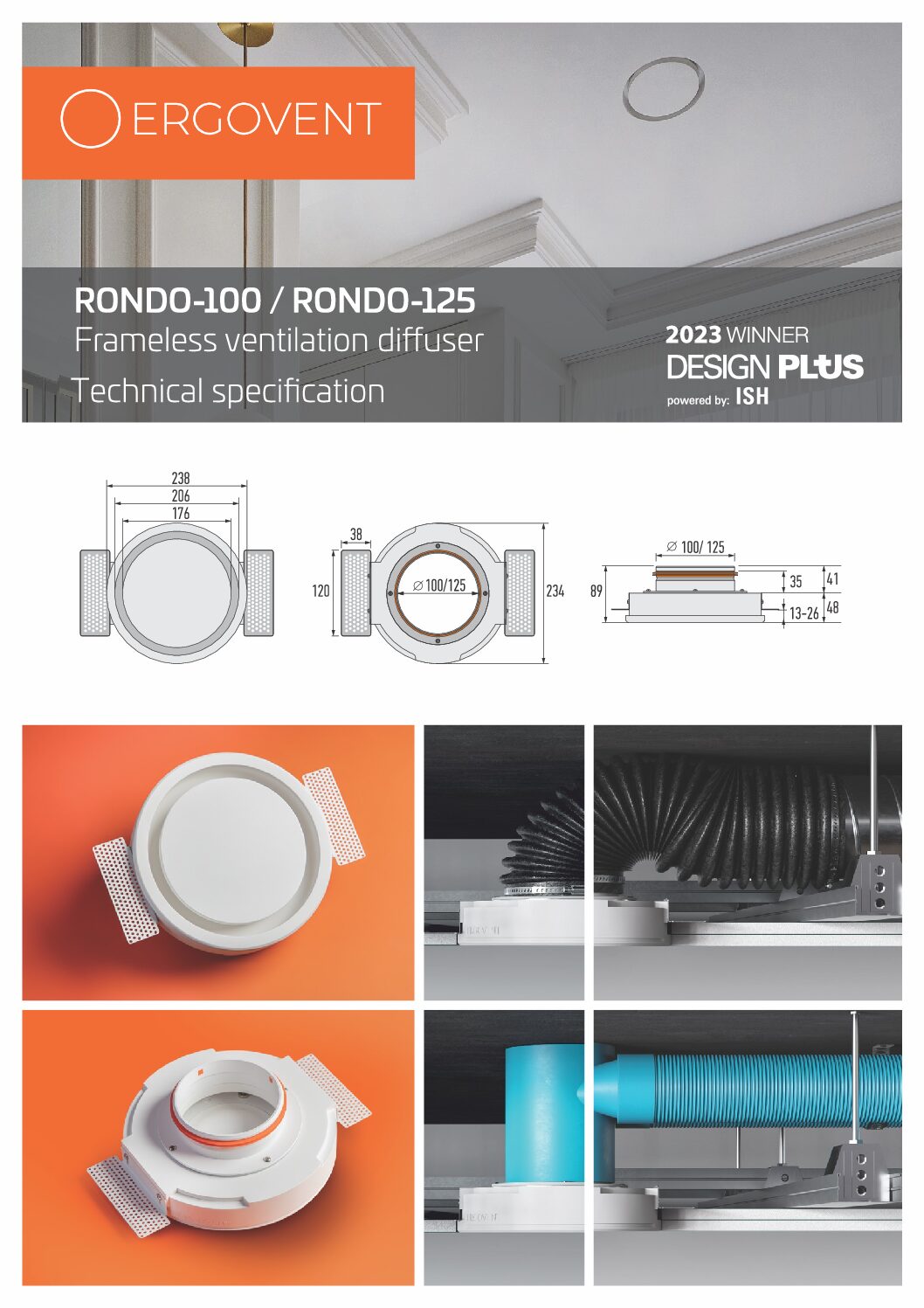 Ergovent RONDO 100 tehniline andmeleht EN
