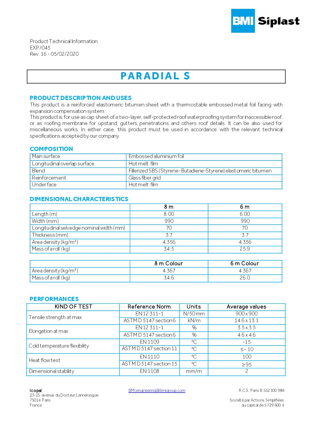 Paradial S Technical Information
