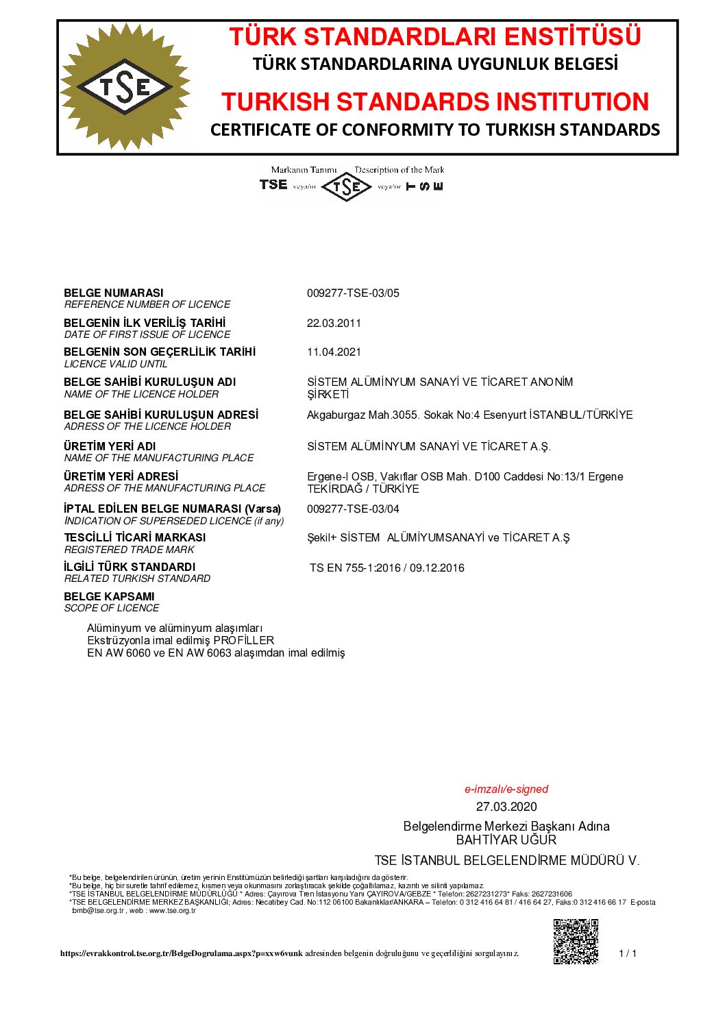 Alutechbond Turkish Standards Institution