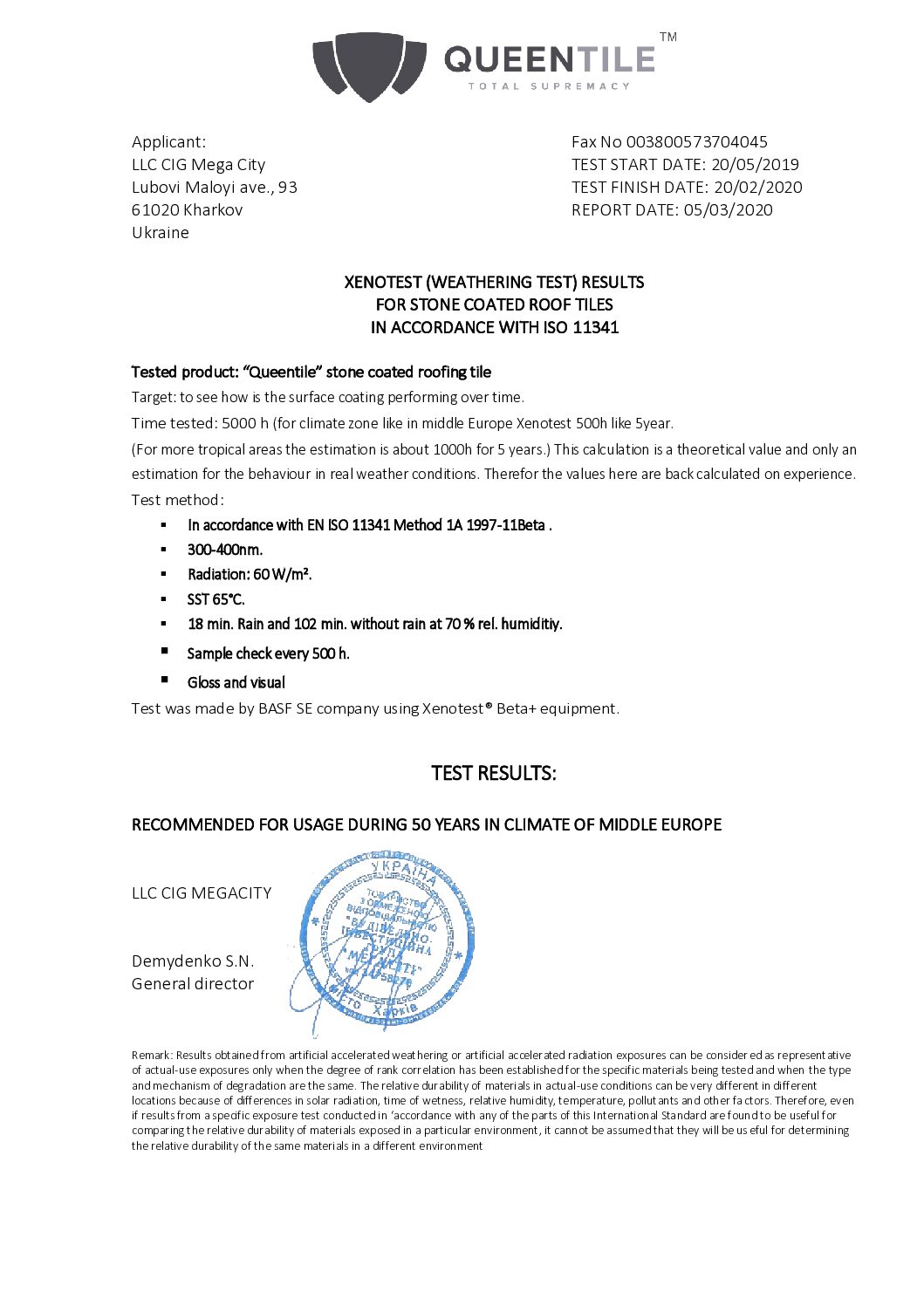 Kivipuistega katuseplekk Xenotest 50 aastane garantii