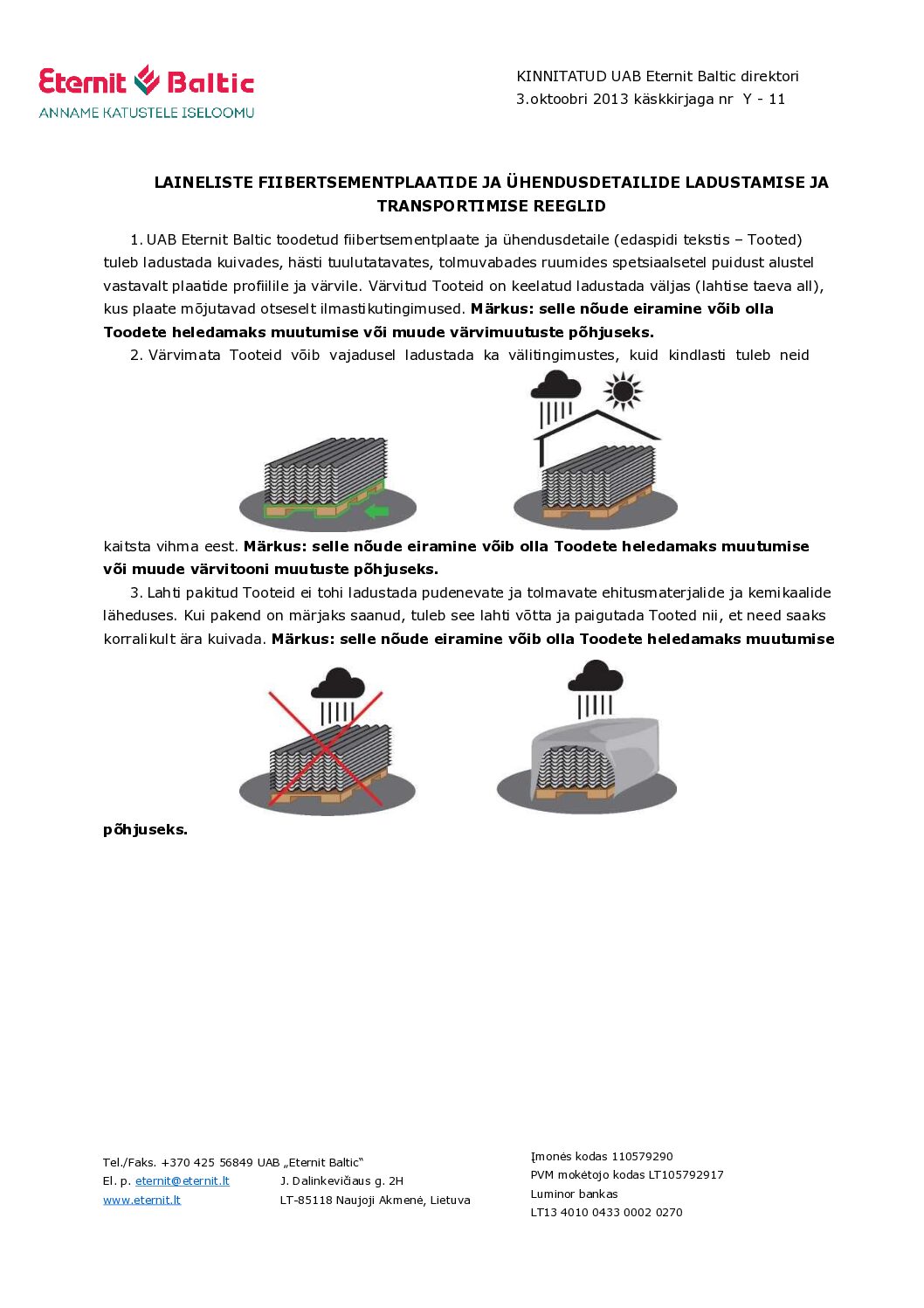 Eternit ladustamise tingimused EE