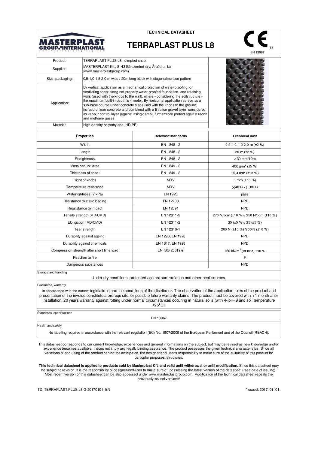 Terraplast Plus Technical data sheet EN