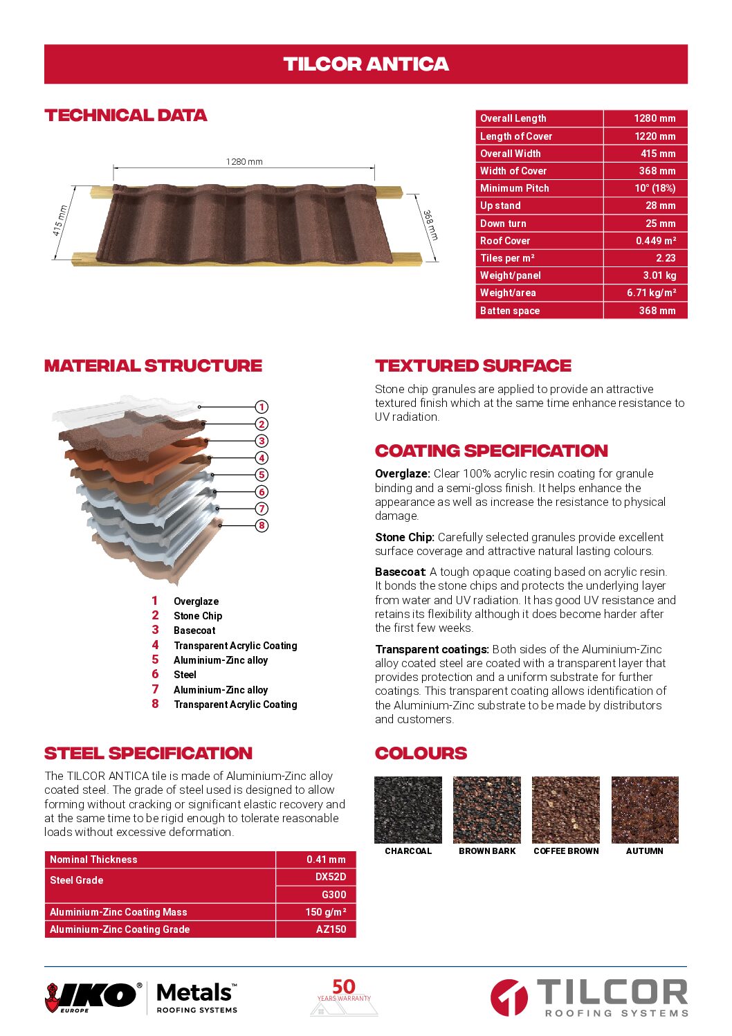 TILCOR Antica Technical data sheet