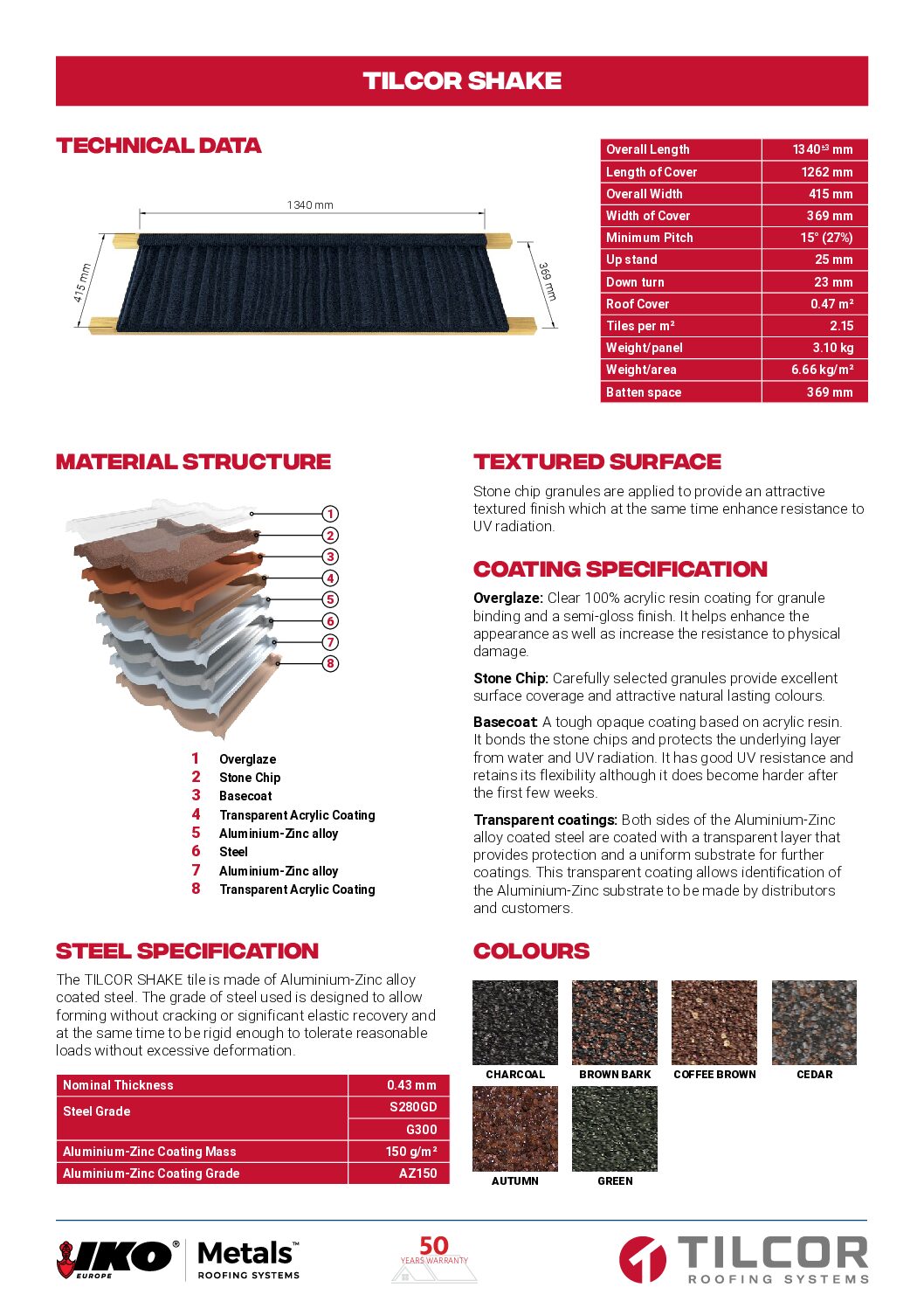 TILCOR Shake Technical data sheet
