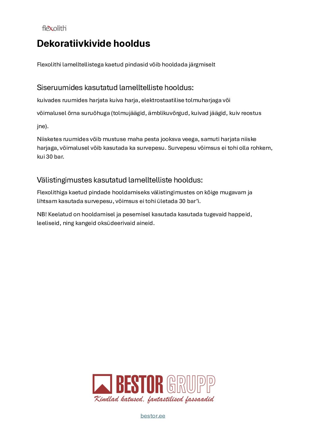 Flexolith hooldusjuhend ET