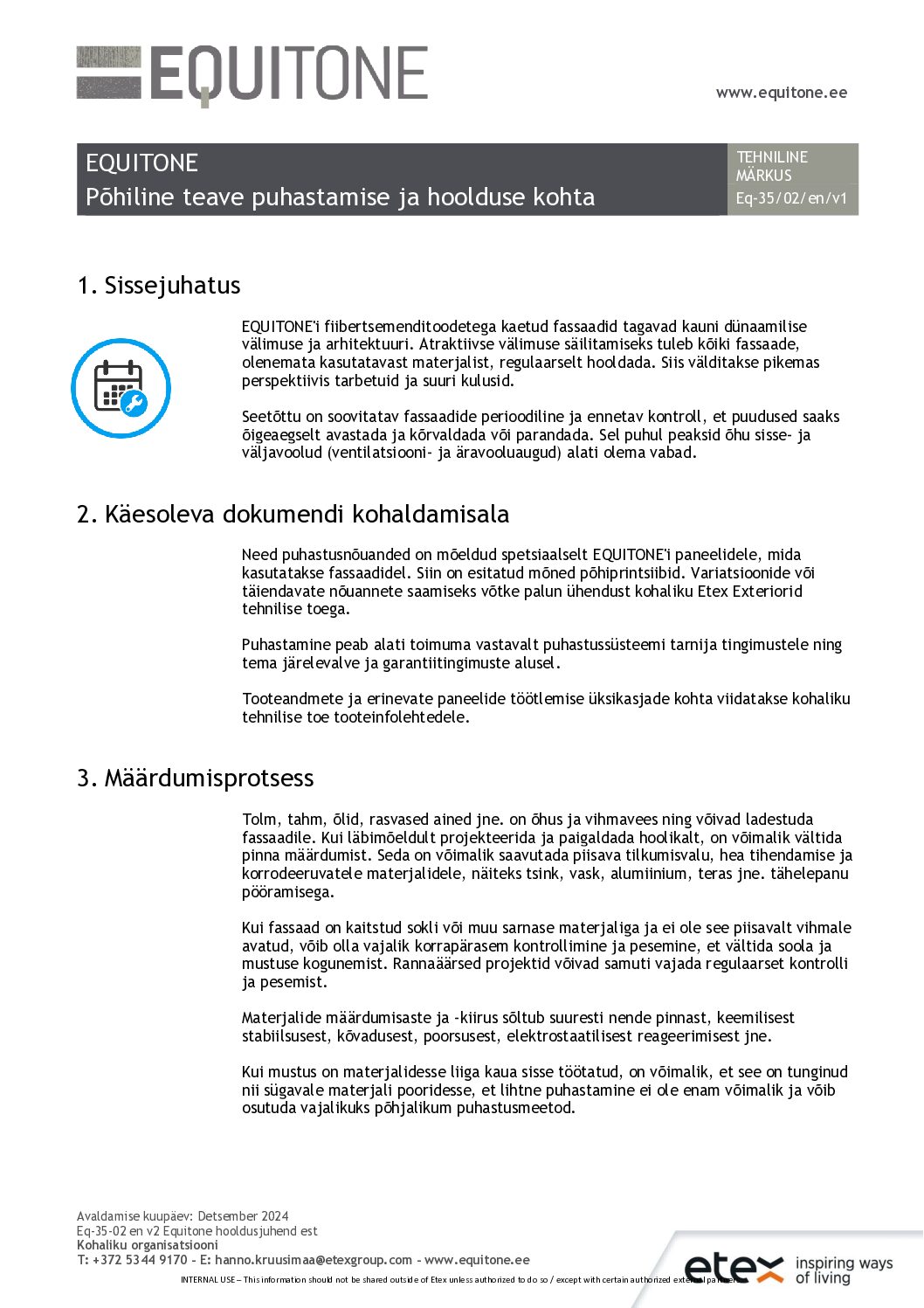 Equitone hooldusjuhend ET