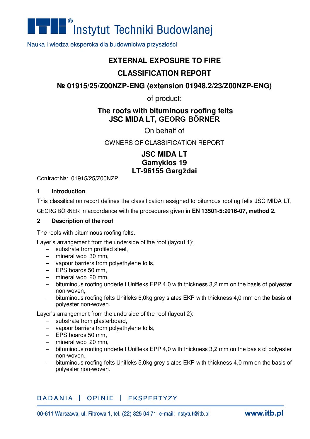 Midafleks-tulekindluse sertifikaat BROOF-T2 EN