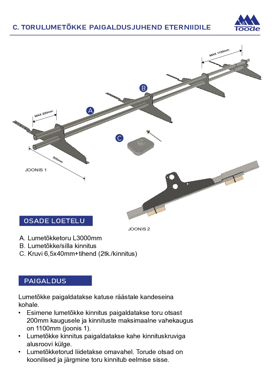 Paigaldusjuhend lumetõke eterniidile ET